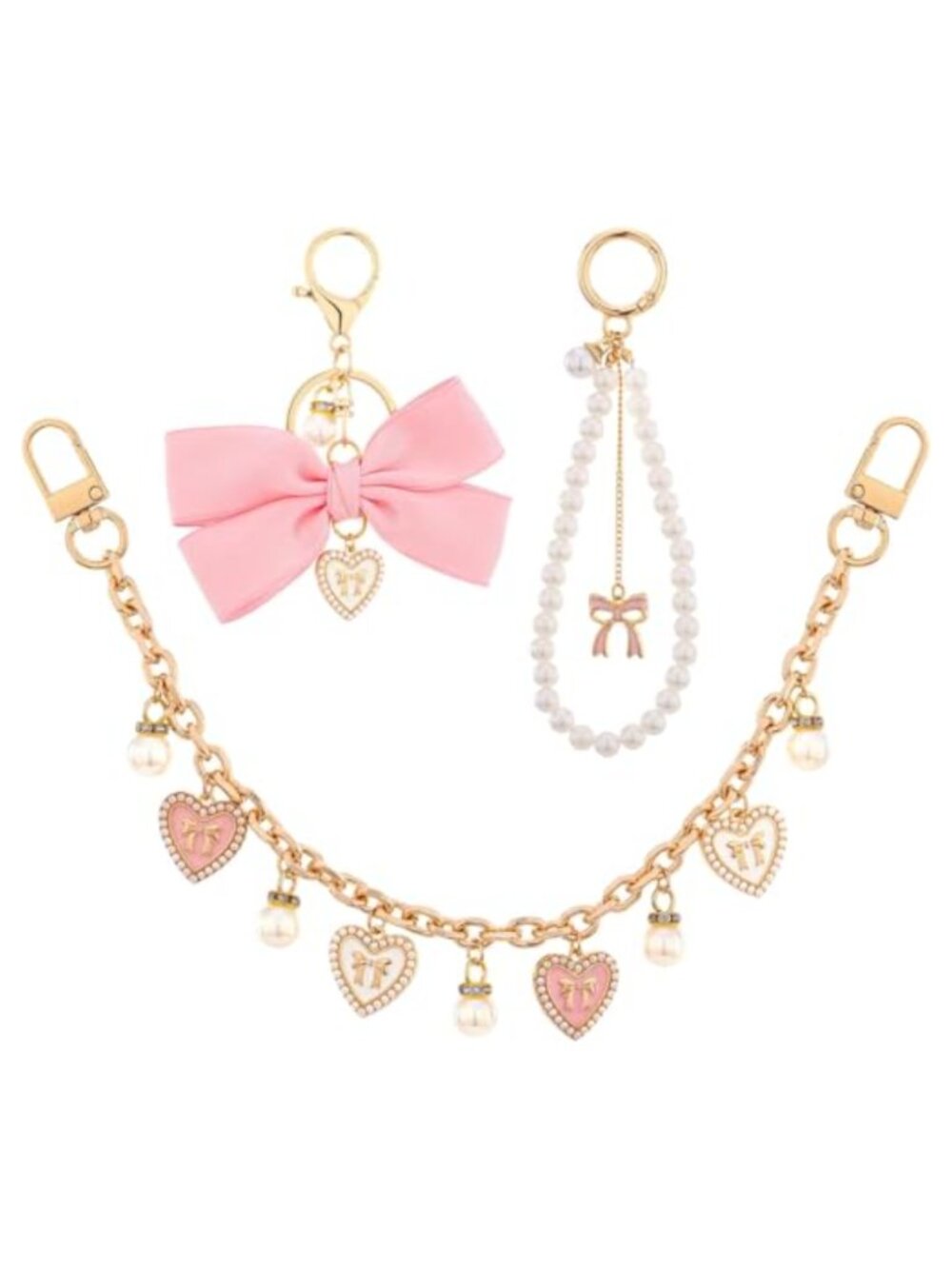 3Pc Bag Charm Set, Purse Accessories, Metal Keychains, Cute Handbag Decor